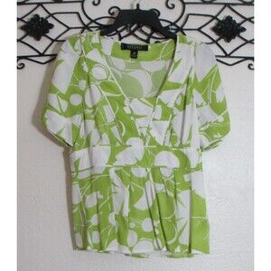 Kasper Women's Top Size 10P Short Sleeve Multicolored Floral V Neck